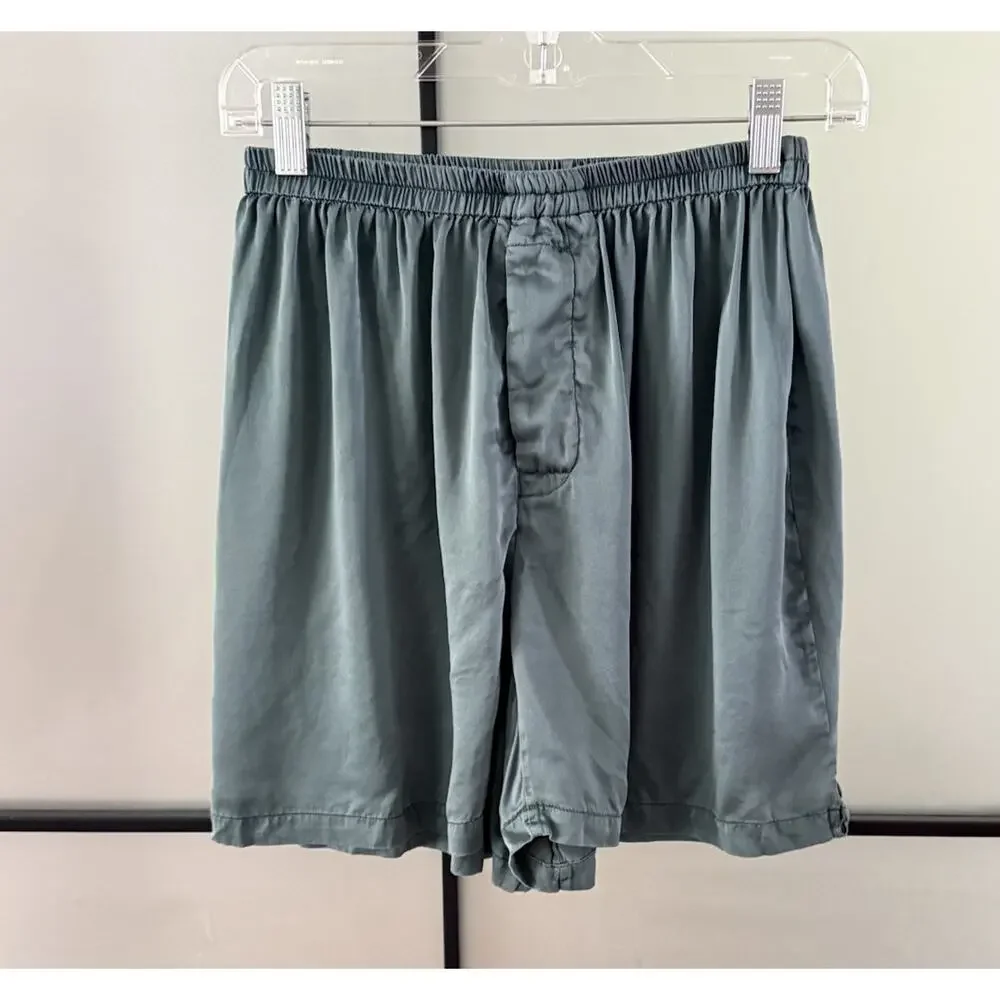 Fishers Finery Mens Silk Lounge Boxer Shorts Size M Green EUC $70